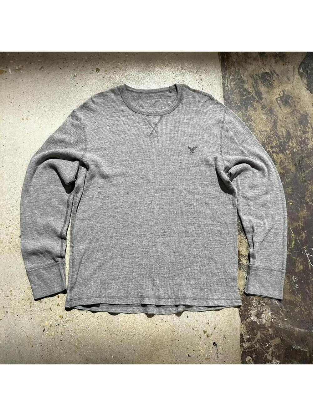 Vintage y2k faded grey American Eagle longsleeve thermal waffleknit shirt